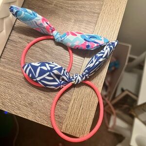 Lilly Pulitzer Blue and Pink Kids Hair Scrunchie Set
